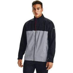 Under Armour Men's UA Golf Rain Jacket - Mod Grey / Black -Every Golf Day Store 1342717 011 FC Main