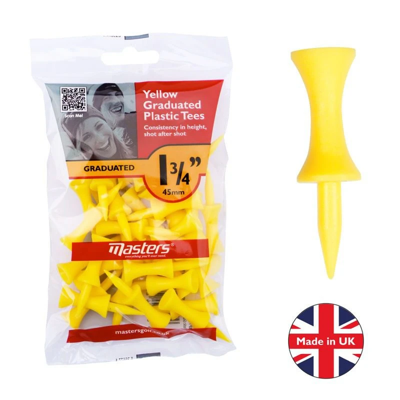 Masters Golf Plastic Graduated Tees 1 3/4" Yellow 3 Masters Golf Plastic Graduated Tees 1 3/4" Yellow