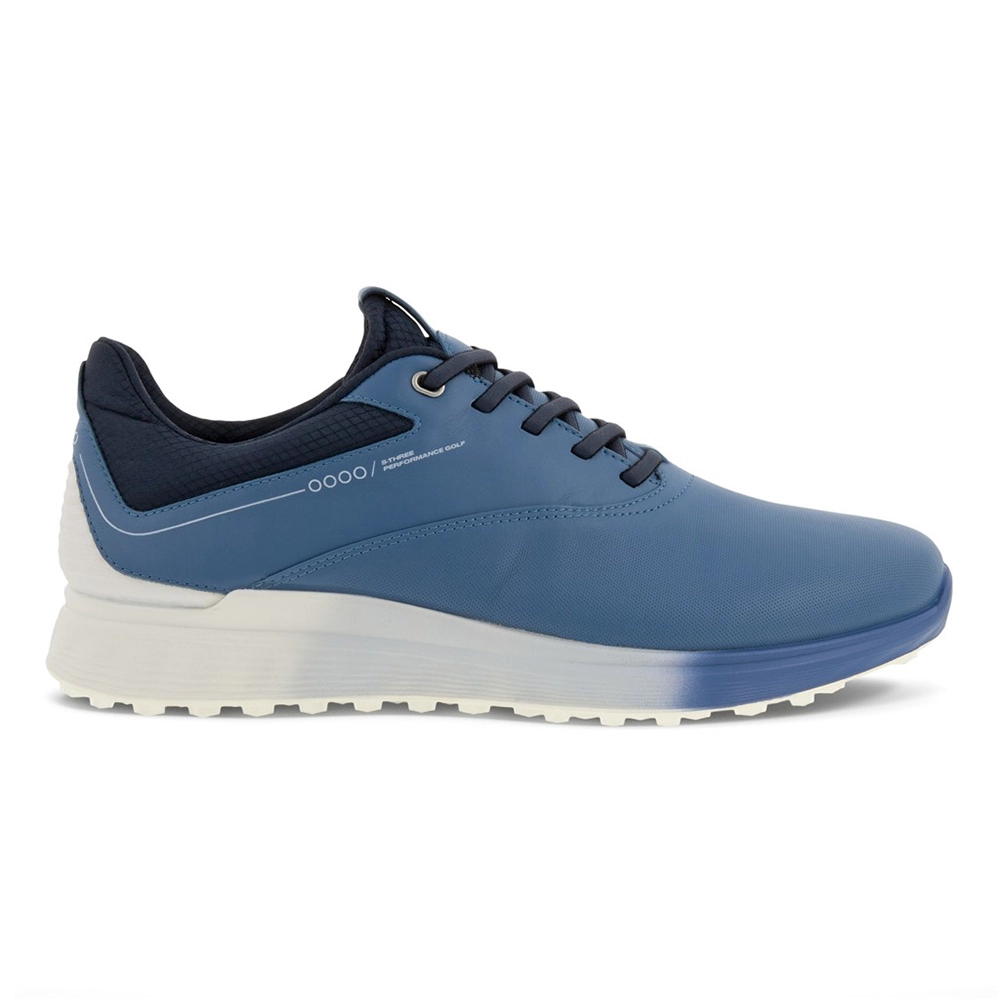 Ecco Mens S-Three Golf Shoes - Retro Blue/ White/ Marine 3 Ecco Mens S-Three Golf Shoes - Retro Blue/ White/ Marine