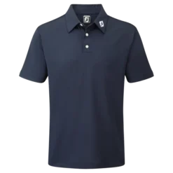 FootJoy Stretch Pique Solid Colour Athletic Fit Golf Shirt - Navy