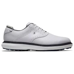 Footjoy Mens Traditions Spikeless Golf Shoes - White/Navy