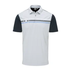 Ping Morten Golf Polo Shirt - Pearl Grey/Navy Multi
