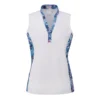 Ping Ladies Bardot Sleeveless Polo Shirt - White/Laguna Multi
