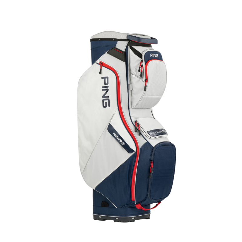 PING Traverse Golf Cart Bag - Platinum/Navy/Red 2 PING Traverse Golf Cart Bag - Platinum/Navy/Red