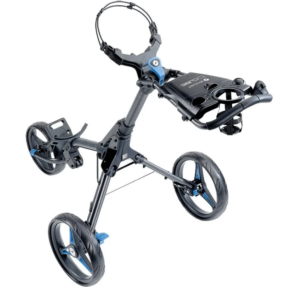 Motocaddy CUBE Push Trolley - Graphite/Blue 4 Motocaddy CUBE Push Trolley - Graphite/Blue - Image 2