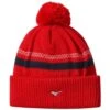 Mizuno Breath Thermo Knit Pom Pom Hat - Red -Every Golf Day Store mizuno breath thermo knit pompom red