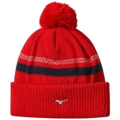 Mizuno Breath Thermo Knit Pom Pom Hat - Red