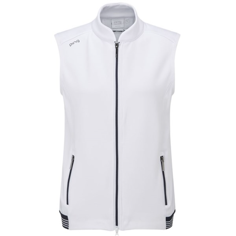 Ping Ladies SensorWarm Dot Sleeveless Fleece Vest - White/Navy 3 Ping Ladies SensorWarm Dot Sleeveless Fleece Vest - White/Navy